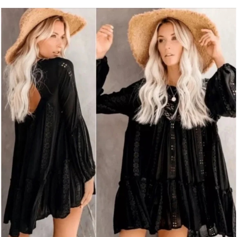NWT Adiva black lace embroidered Tunic